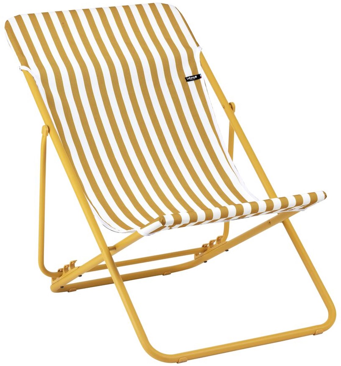 Lafuma maxi transat - silla de playa - plegable - ajustable - airlon - miel (amarillo) a rayas