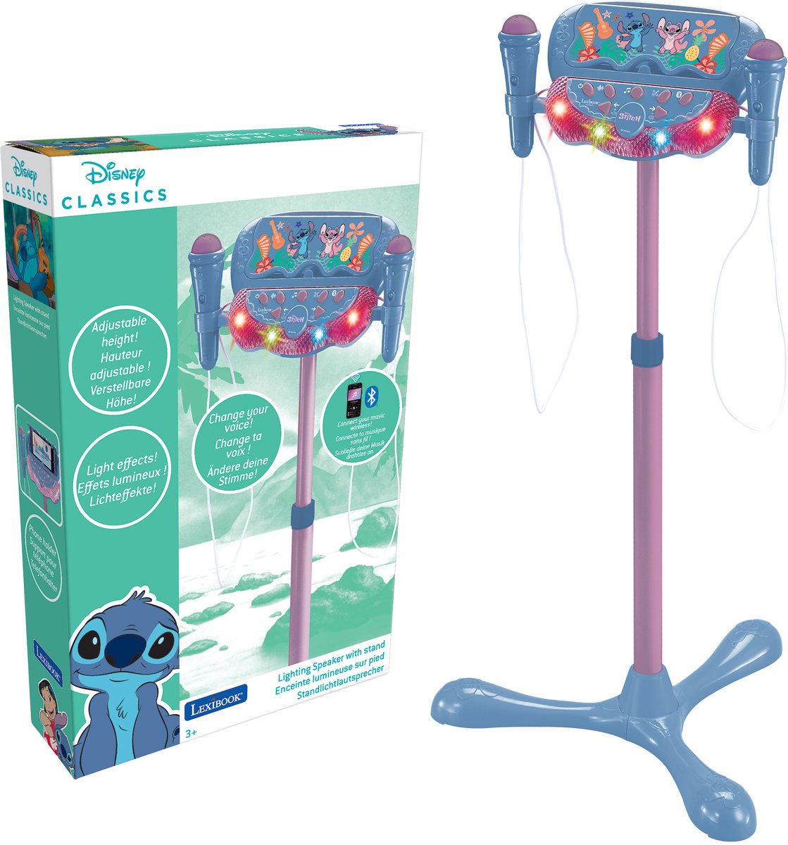 Lexibook - disney stitch - micrófono de pie bt con 2 micrófonos