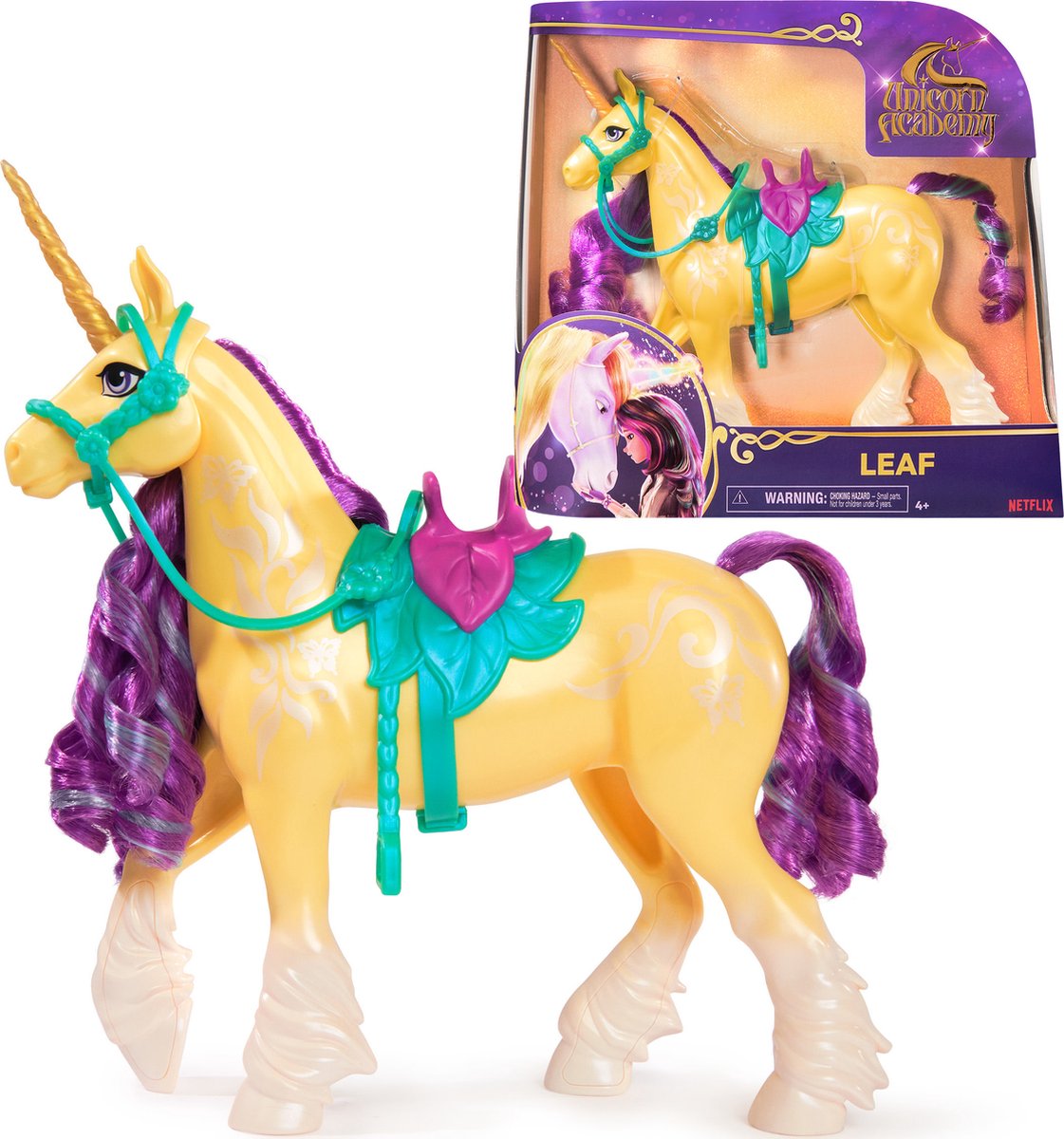 Unicorn academy - eenhoorn leaf - met afneembaar hoofdstel en zadel