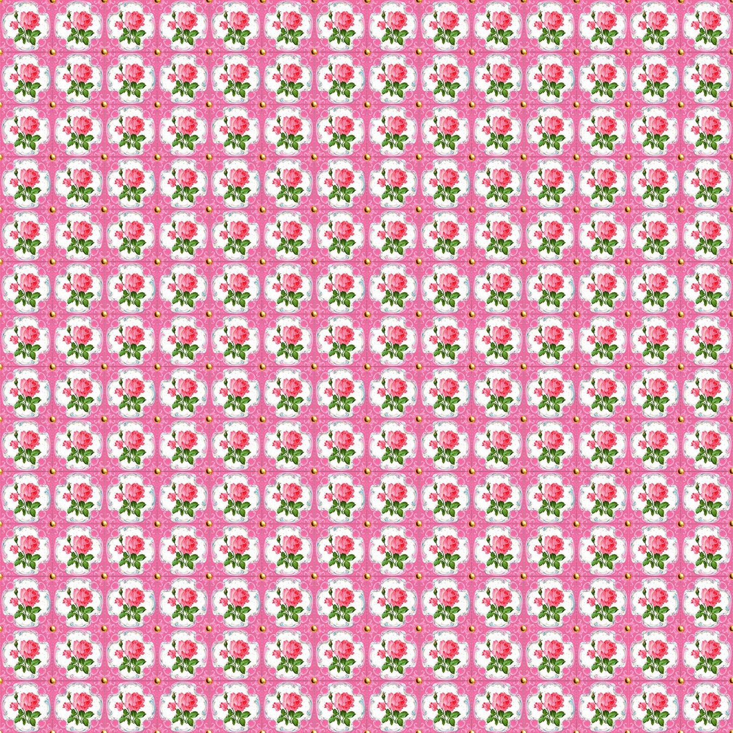 Vaessen creative • tela de algodón coco-ton 45x50cm con un bonito motivo floral rosa