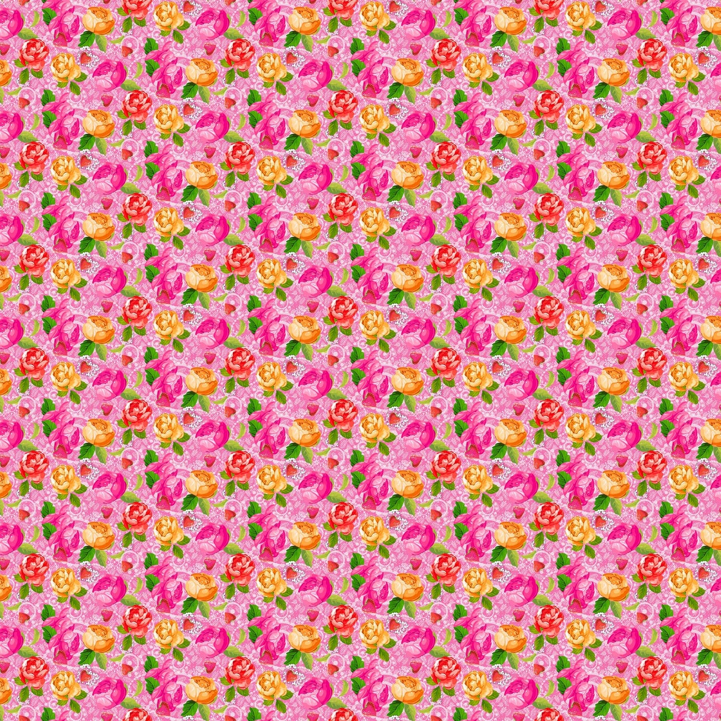 Vaessen creative • tessuto di cotone coco-ton 45x50 cm, motivo floreale rosa così carino