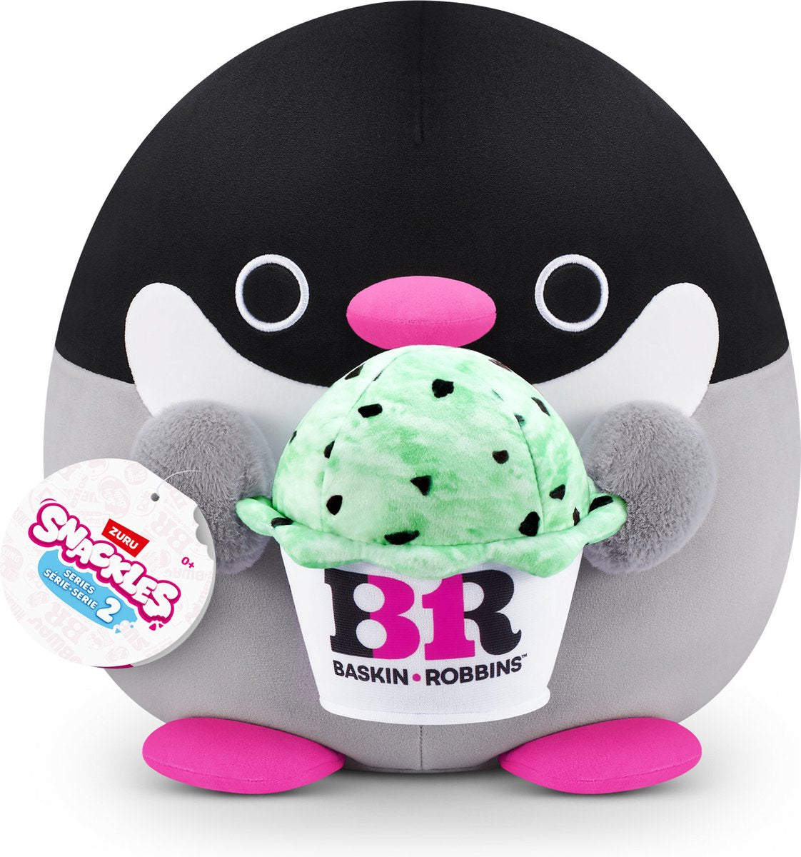 Snackles series 2 - pinguin penelope met basink-robbin - 20 cm van zuru