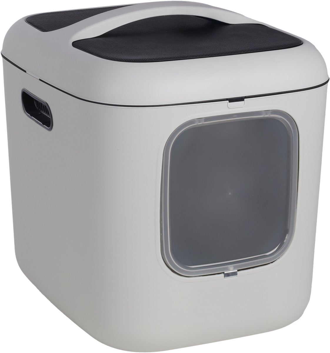 Caja de arena Flamingo – línea de diseño xxl – blanco romy – 61,5x50x57,5 cm – extra espaciosa – plástico reciclado – con filtro de carbono en la puerta magnética – fácil de limpiar – para gatos grandes