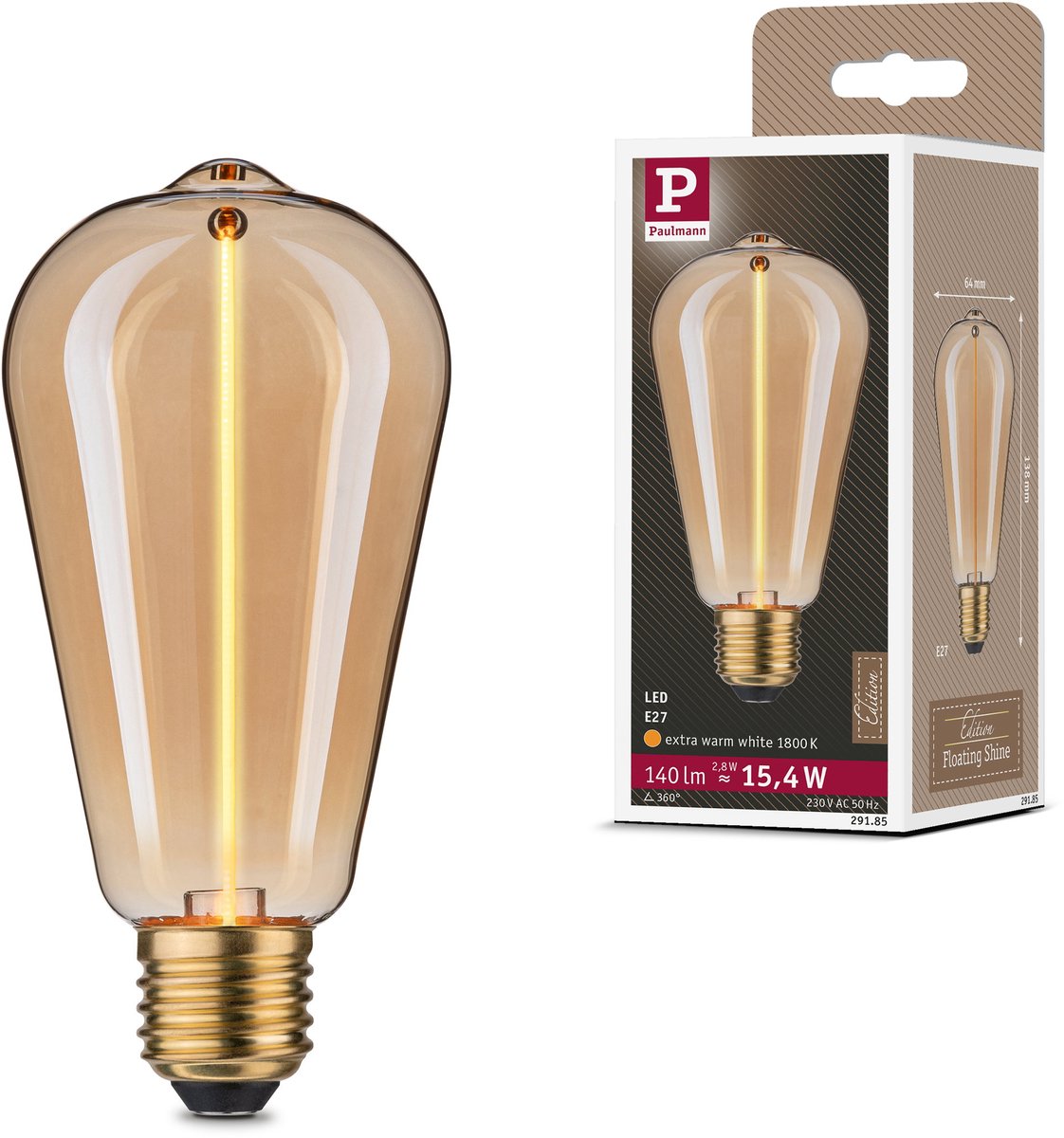 Paulmann floating shine standaard 230 v led-kolf e27 140lm 2,8w 1800k goud