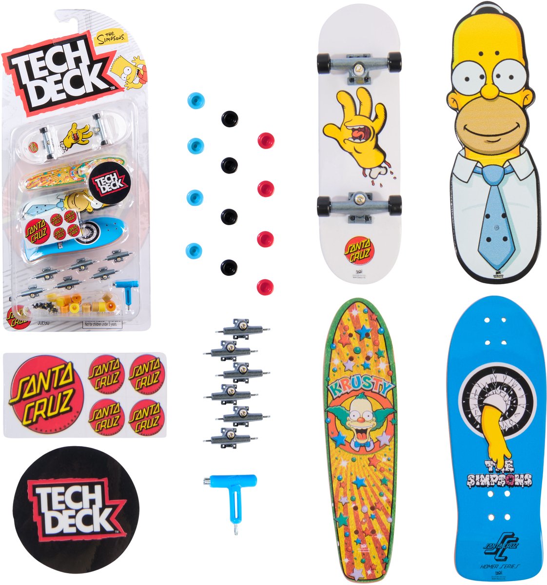 Tech deck, pack ultra dlx con 4 tastiere, skateboard simpsons, mini skateboard personalizzabili per collezionisti