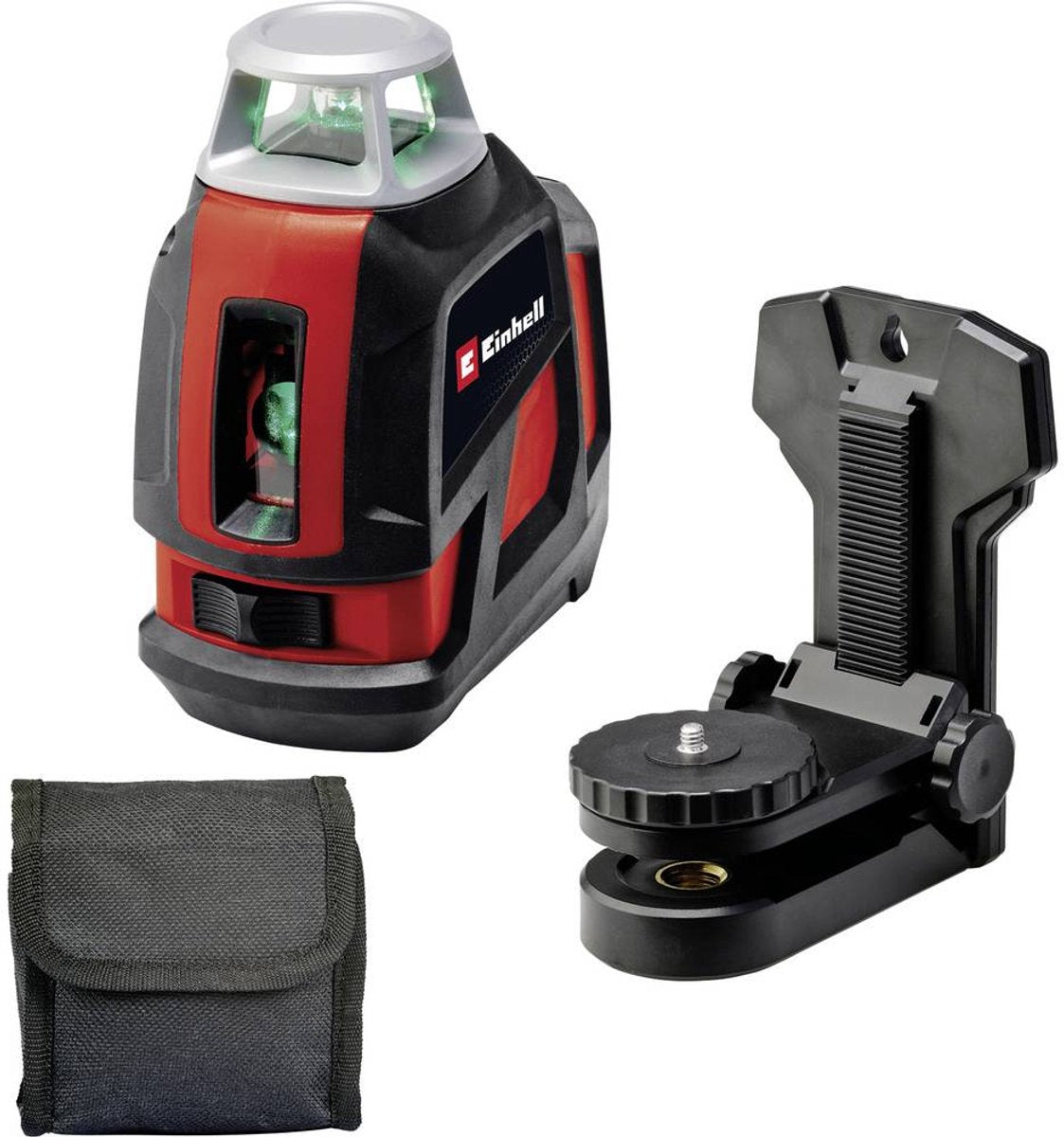 Laser a linee incrociate Einhell te-ll 360 g - raggio d'azione 40 m - 360° - laser verde - orizzontale verticale - raggio di livellamento 4 ° - incl. supporto da parete regolabile in altezza - incl. pratica custodia