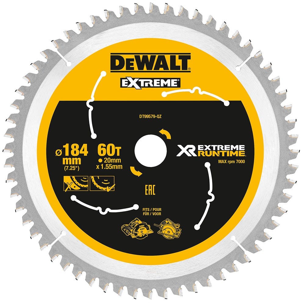 Accessori Dewalt | lama per sega circolare estrema | 184x20x60t - dt99579-qz