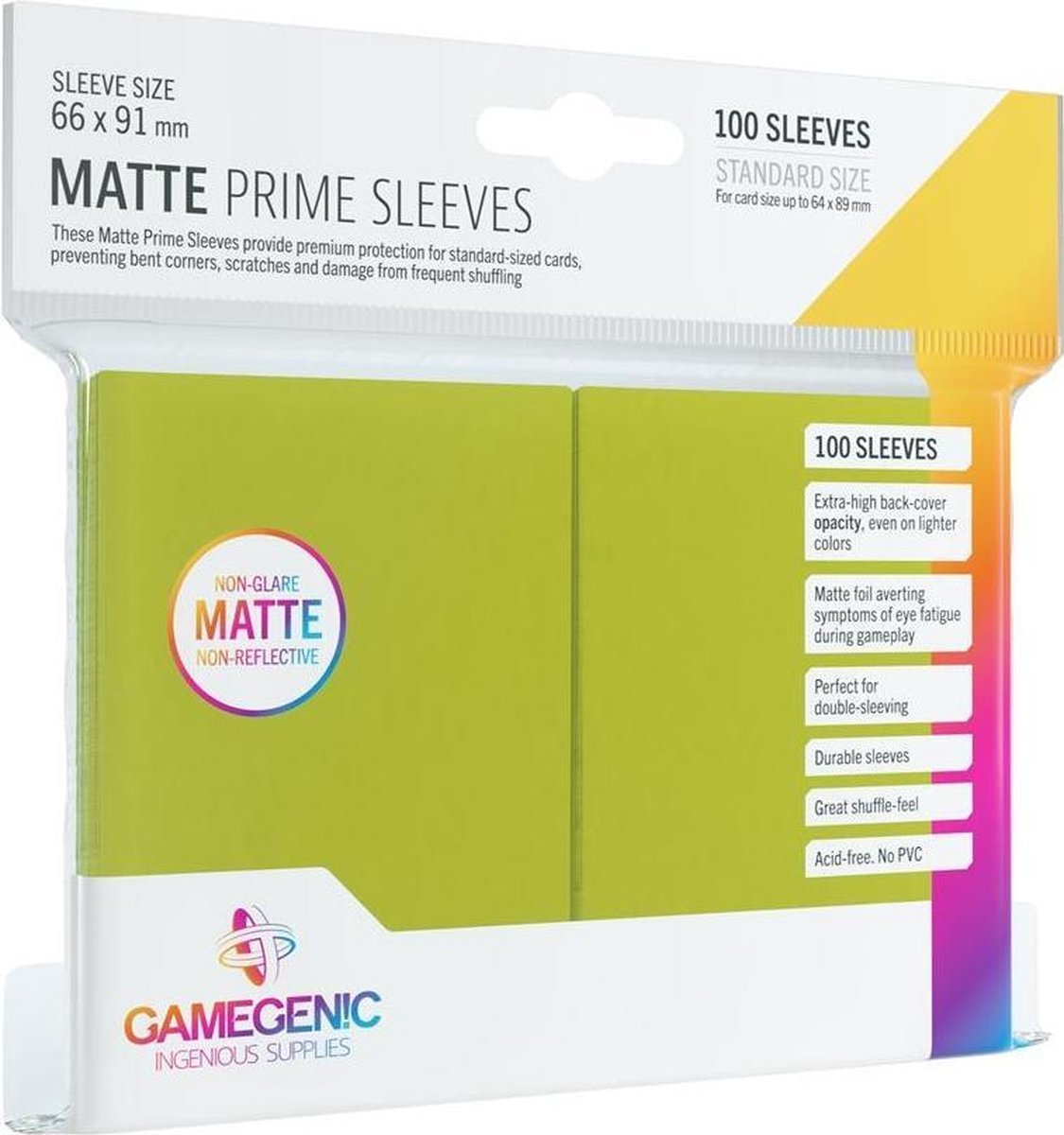 Gamegenic - prime maniche lime opaco 100x