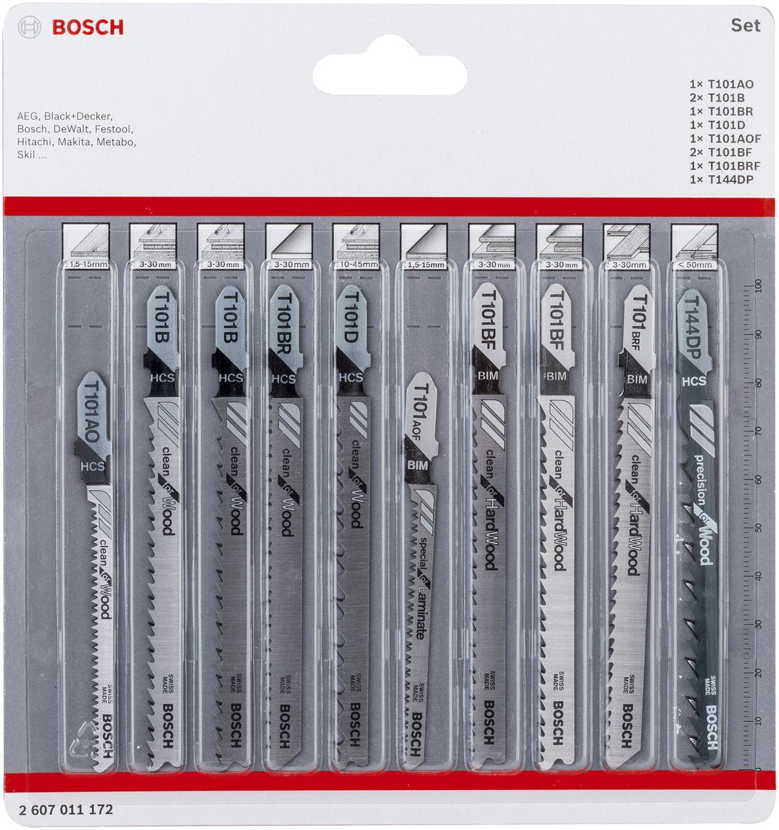 Bosch accessories 2607011172 decoupeerzaagbladenset clean precision, 10-delig 10 stuk(s)