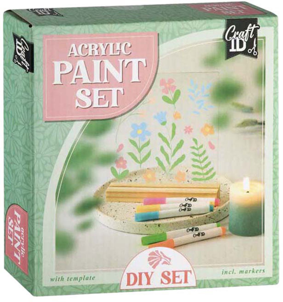 Grupo de manualidades creativas para pintar azulejos con flores - incl. 5 marcadores acrílicos