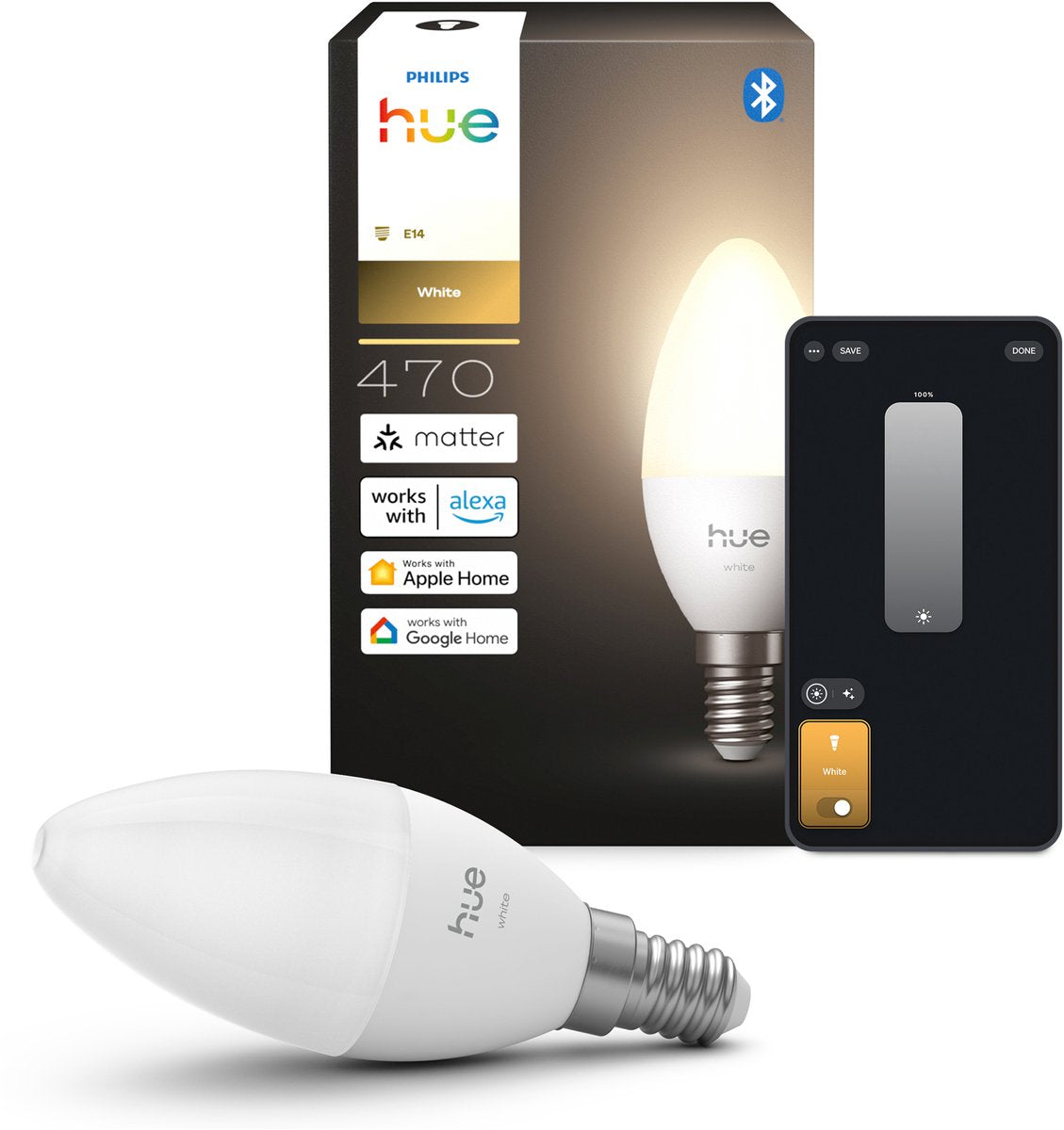Lámpara de vela LED Philips Hue - Accesorio E14 - Contiene 1 lámpara - Luz blanca suave - Iluminación inteligente