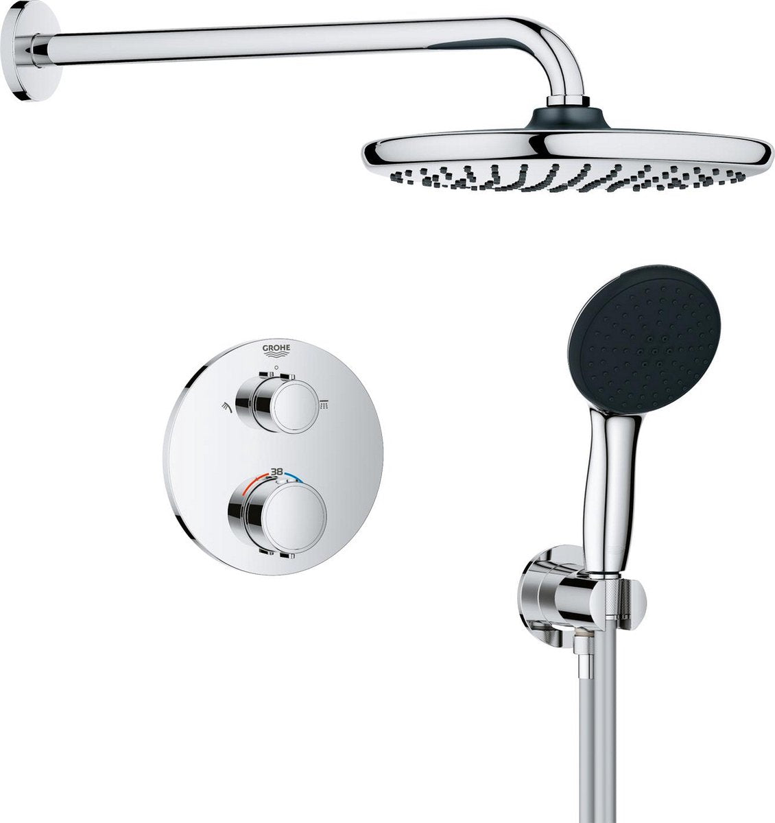 Sistema de ducha empotrado de precisión Grohe - panel de control redondo - cromado