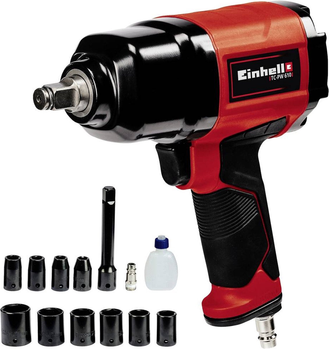 Avvitatore pneumatico Einhell tc-pw 610 - 610 nm - incl. 10 chiavi a bussola e 1 prolunga da 125 mm
