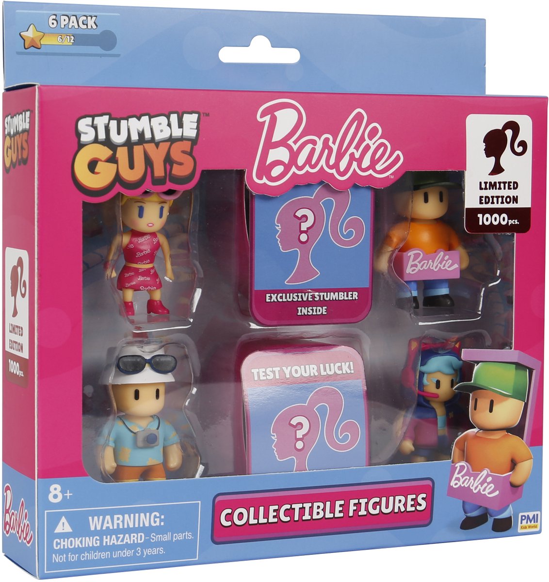 Stumble guys x barbie - 6 figuren pack - barbie, gamer, barbie, tourist ted, ken sparkle, sparkle brooklyn