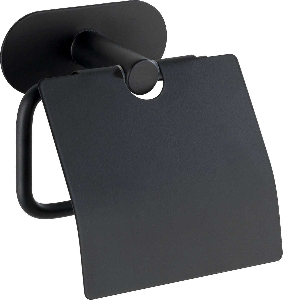 Wenko turbo-loc® toiletrolhouder met klep orea rvs zwart mat - toiletpapier houder - wc rolhouder - bevestigen zonder boren - zelfklevend - 10 jaar garantie