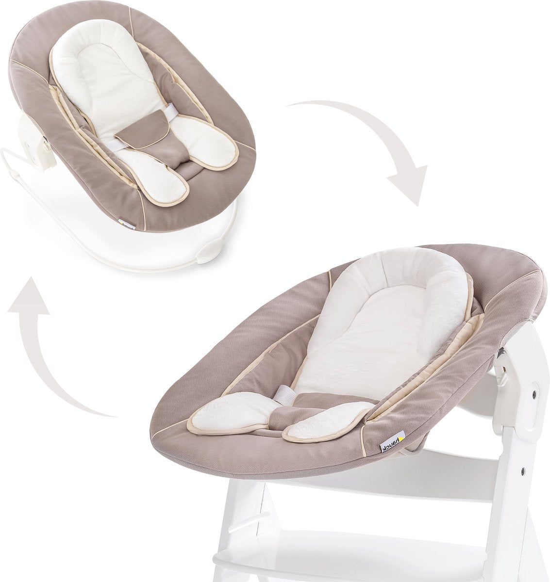 Hamaca Hauck Alpha 2 en 1 - mecedora - beige elástico