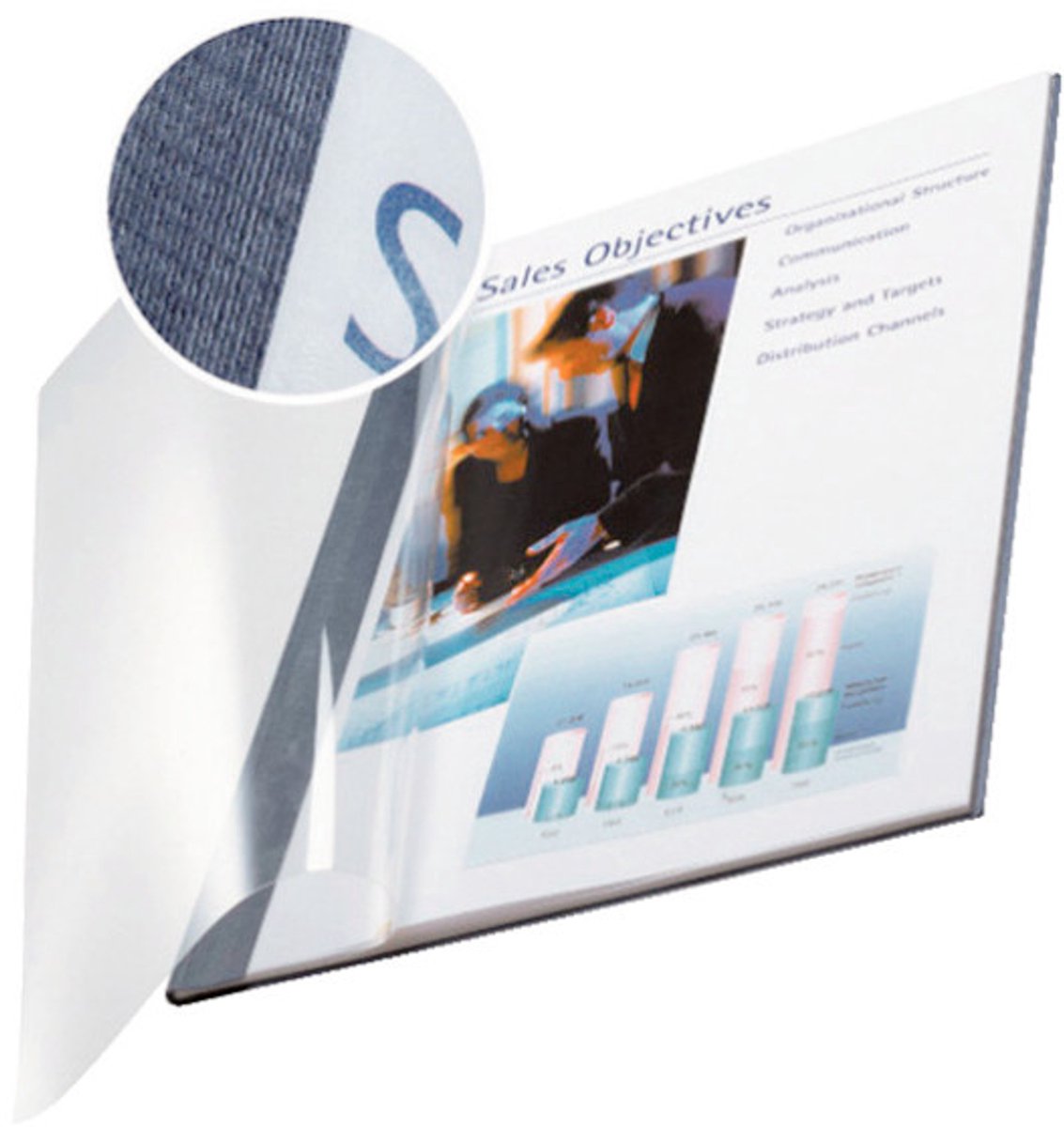 Leitz - copertina per rilegatura - lino blu - fronte trasparente - 7mm - 10 pz.