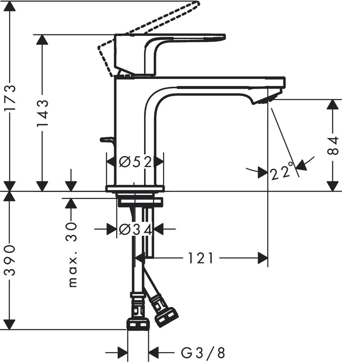 Hansgrohe rebris e - Rubinetto lavabo con scarico, cool start, cromo 72553000