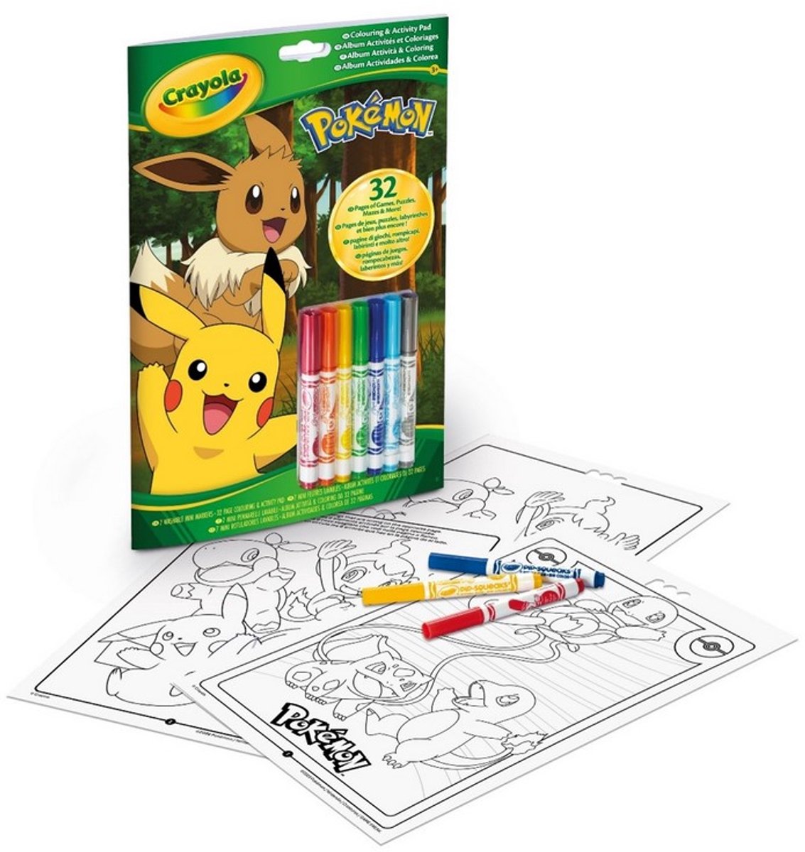 Crayola - libro da colorare - libro da colorare e attività pokémon con 7 pennarelli