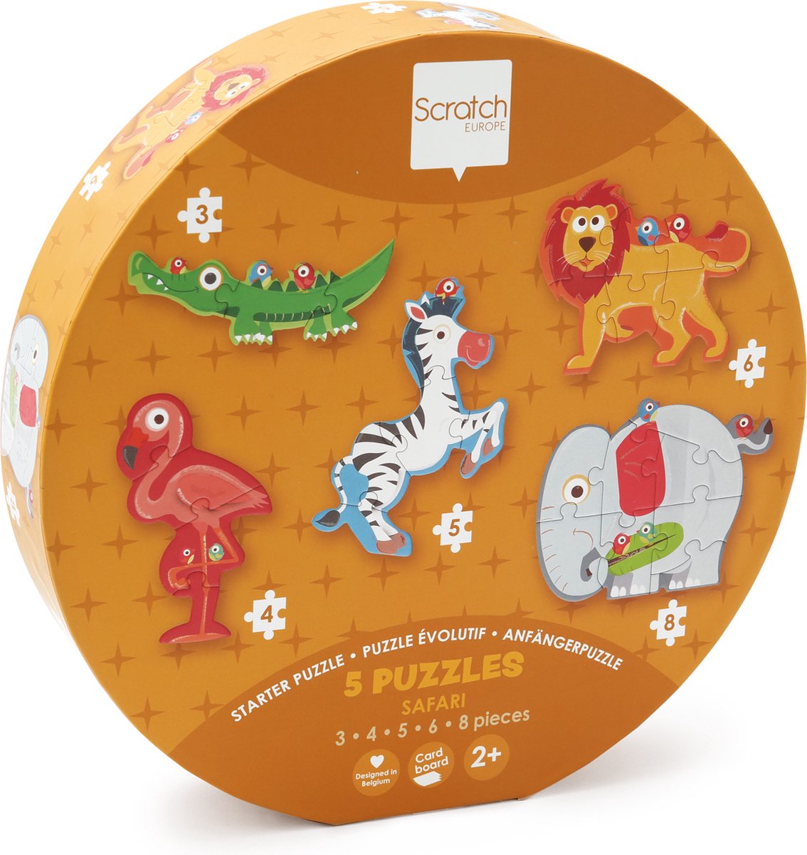 Rompecabezas para principiantes de Scratch - safari - aprox. 10-18cm - con 5 rompecabezas - 2 años