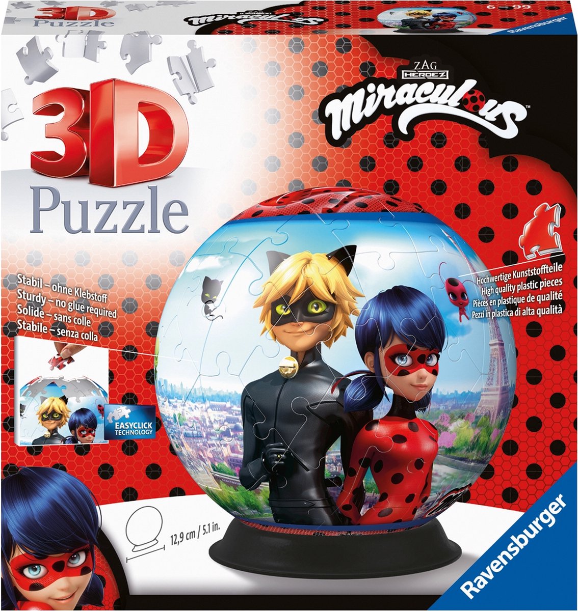 Ravensburger Miraculous Puzzleball - Puzzle 3D - 72 pezzi