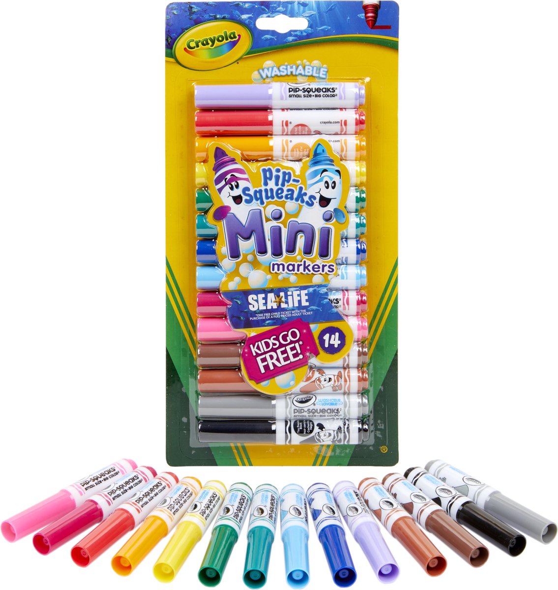 Crayola - pennarelli - pip-squeaks -14 mini pennarelli lavabili per bambini