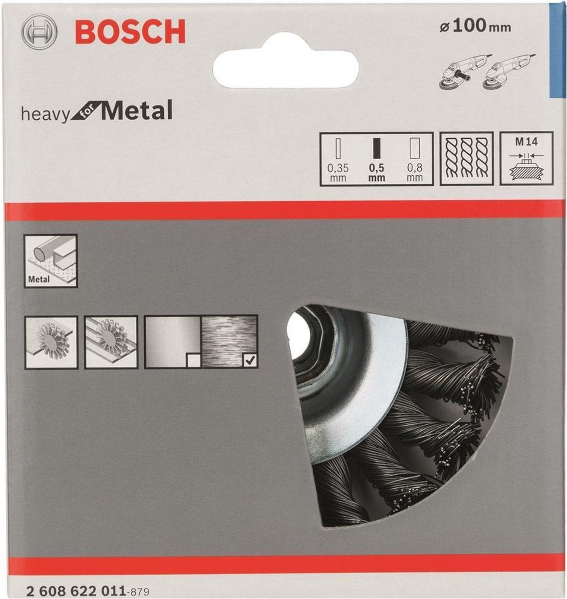 Cepillo cónico bosch m14 100 trenza 0,5 acero