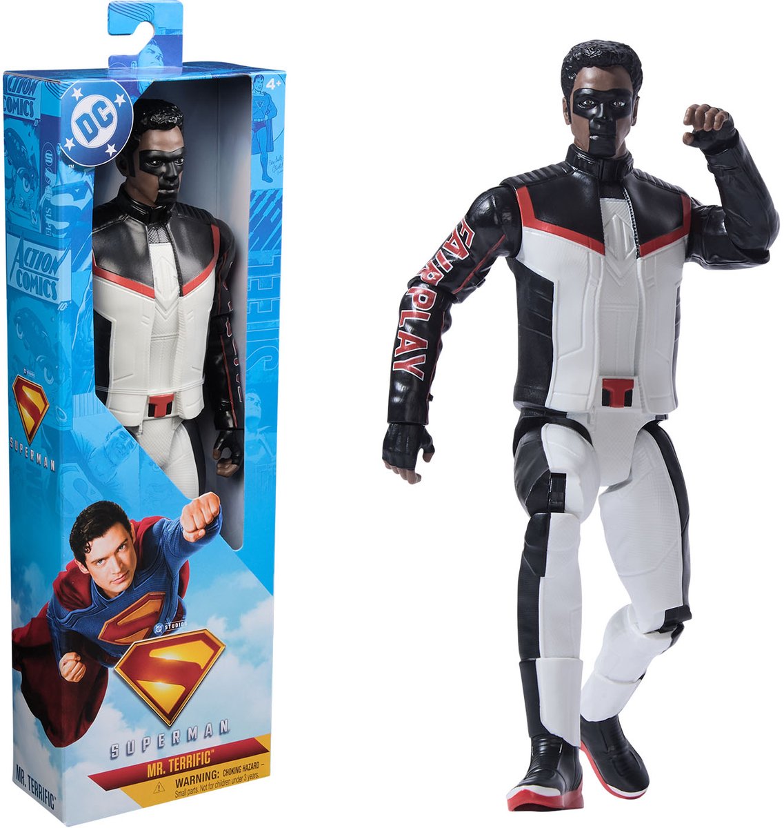 DC Comics, action figure del supereroe Superman Mr Terrific da 30 cm, giocattolo per bambini, gioco fantasy