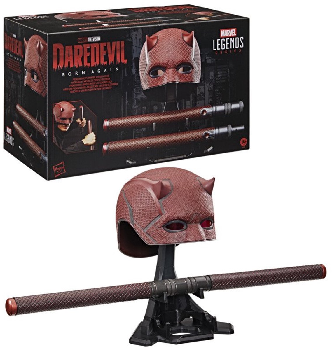 Maschera da gioco di ruolo Marvel Premium Dadevil e replica del Billy Club 1:1.