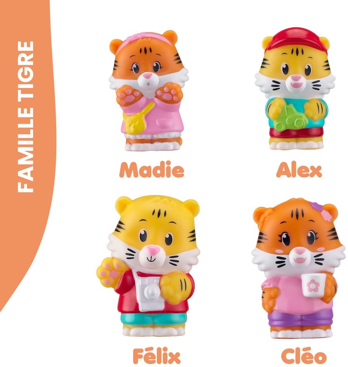 Klorofil set da gioco per famiglie “tiger” – set di bambole – Félix, Cléo, Madie e Alex – da 18 mesi – 4 pezzi
