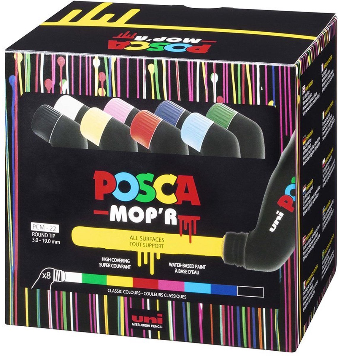 Posca uni uni verfmarker xxl mop'r 8 set klassiek