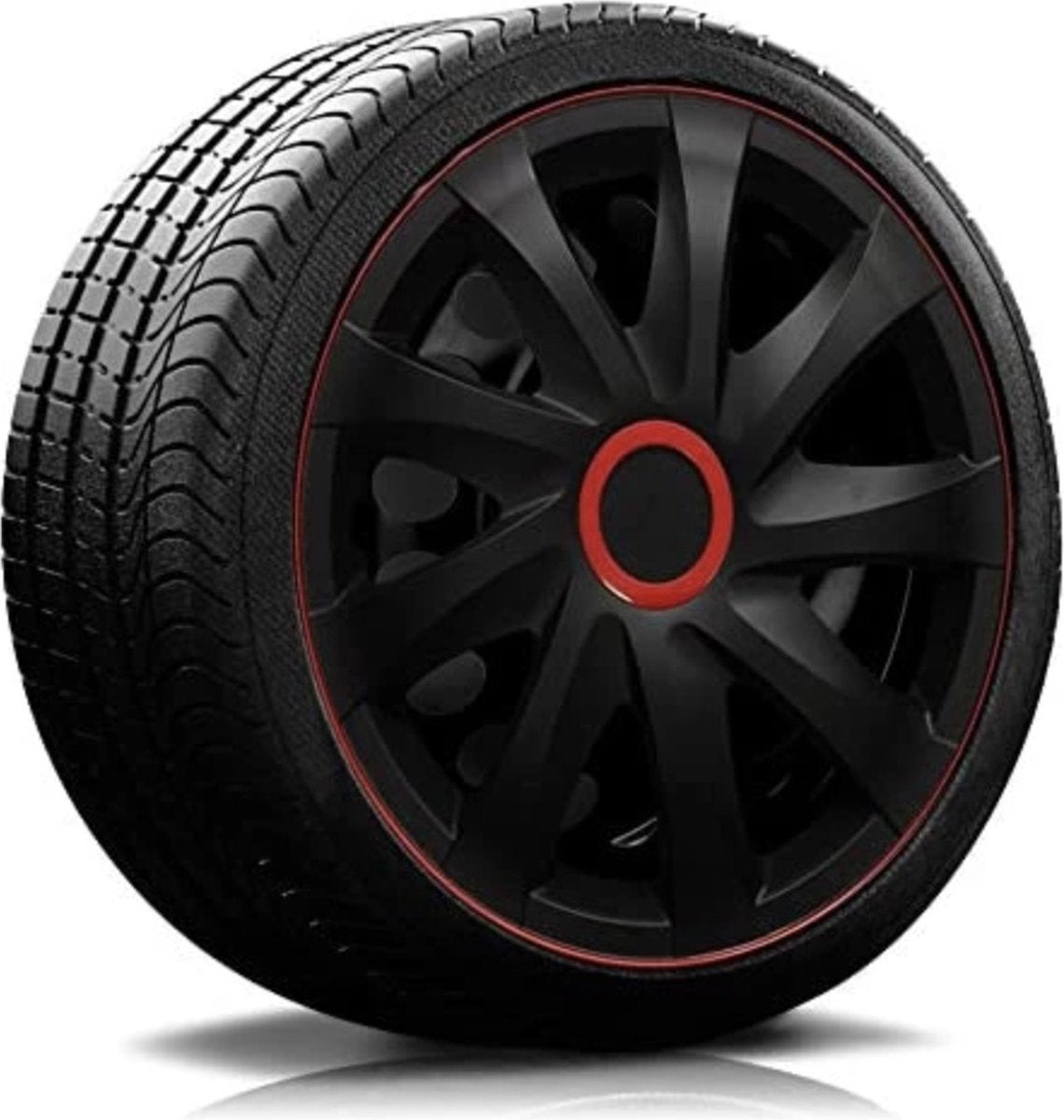 Nrm wieldoppen set 15 inch zwart rood wieldop voor wintervelgen