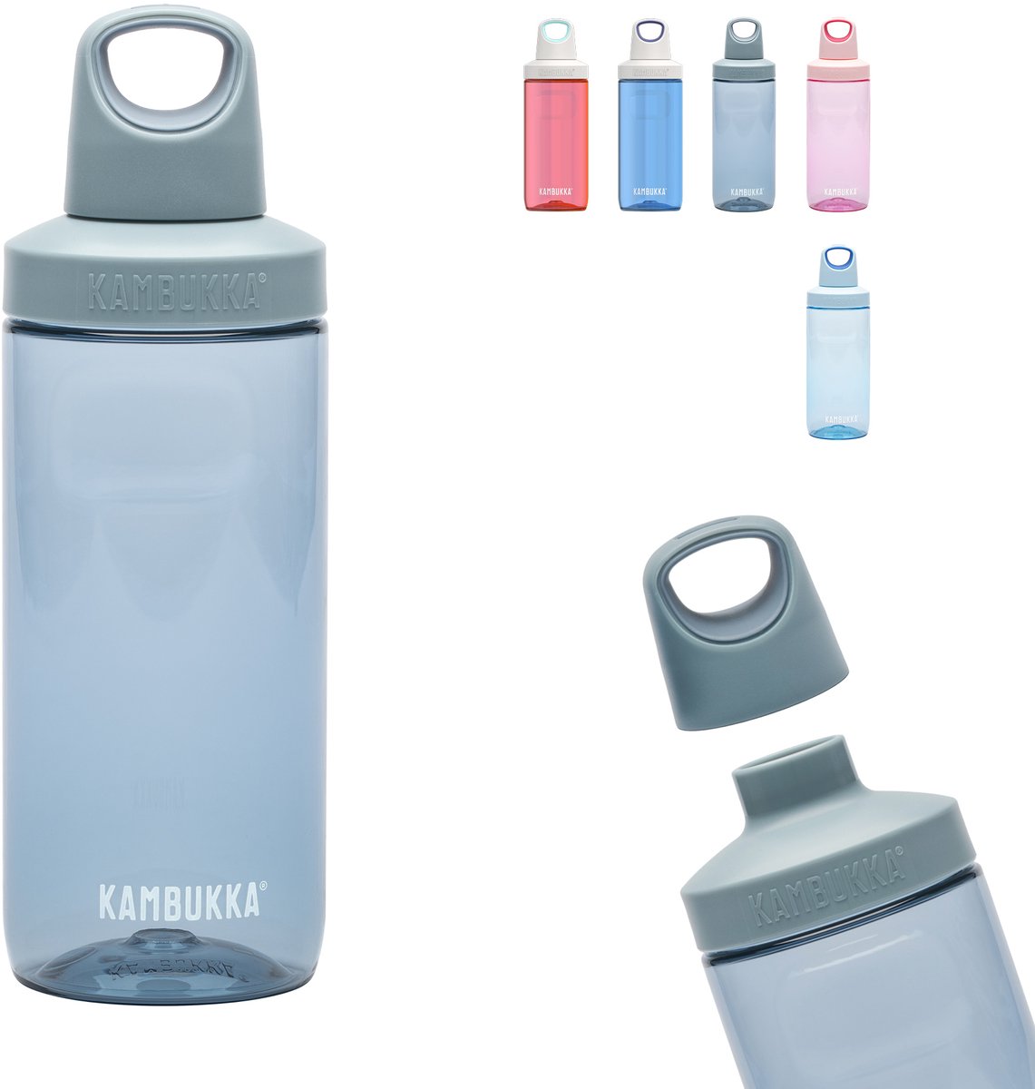 Kambukka reno drinkfles 500 ml - grijs met draaidop
