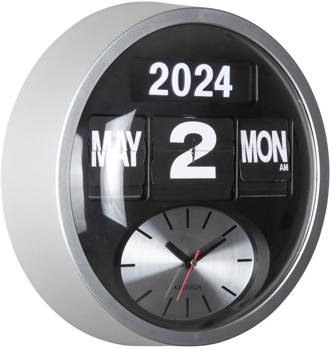 Reloj de pared Karlsson redondo con tapa - plateado - 11x32,6x32,6cm - reloj de pared escandinavo