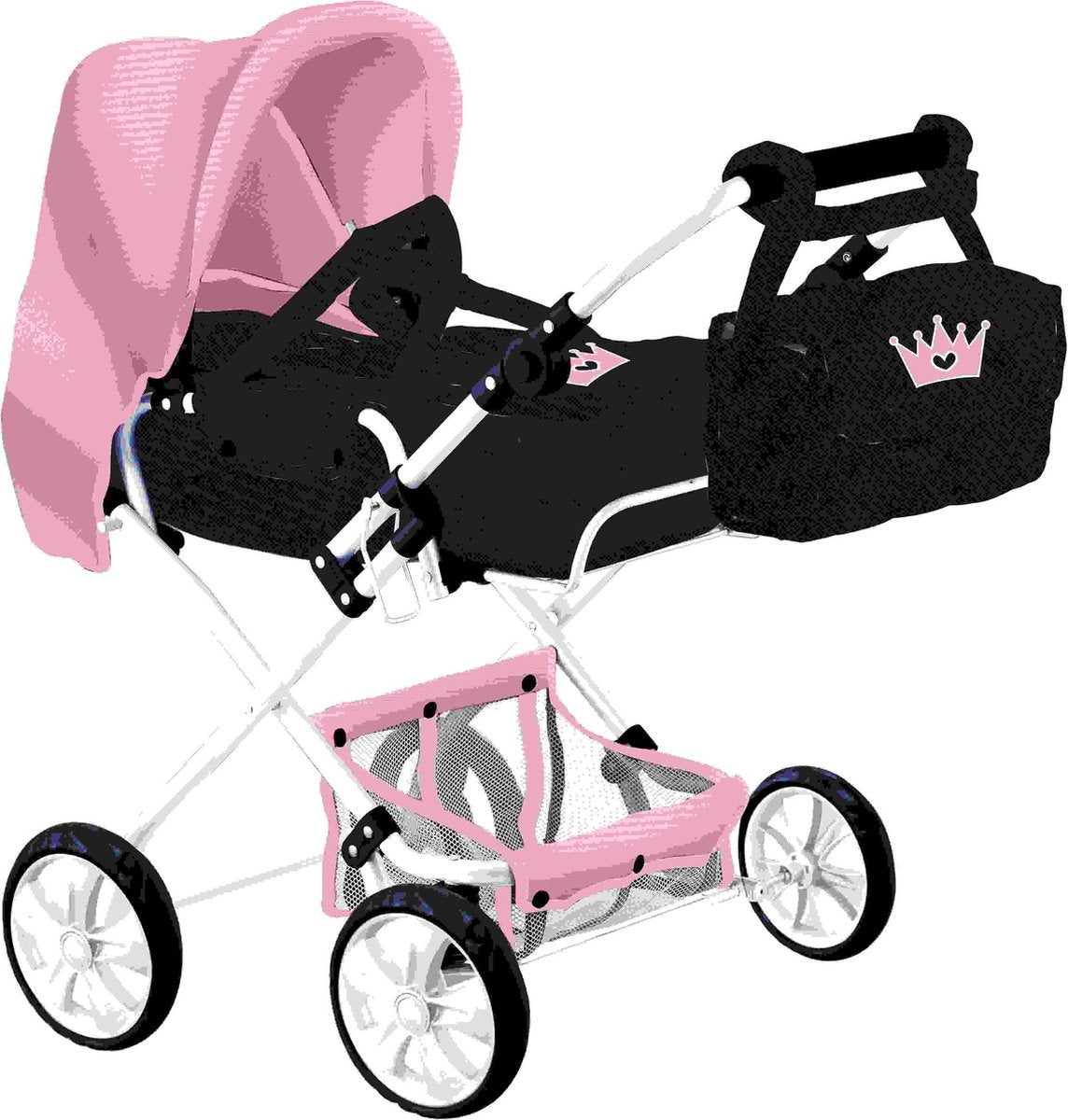 Braet carrozzina per neonati e bambini combinata 2 con borsa a corona rosa blu