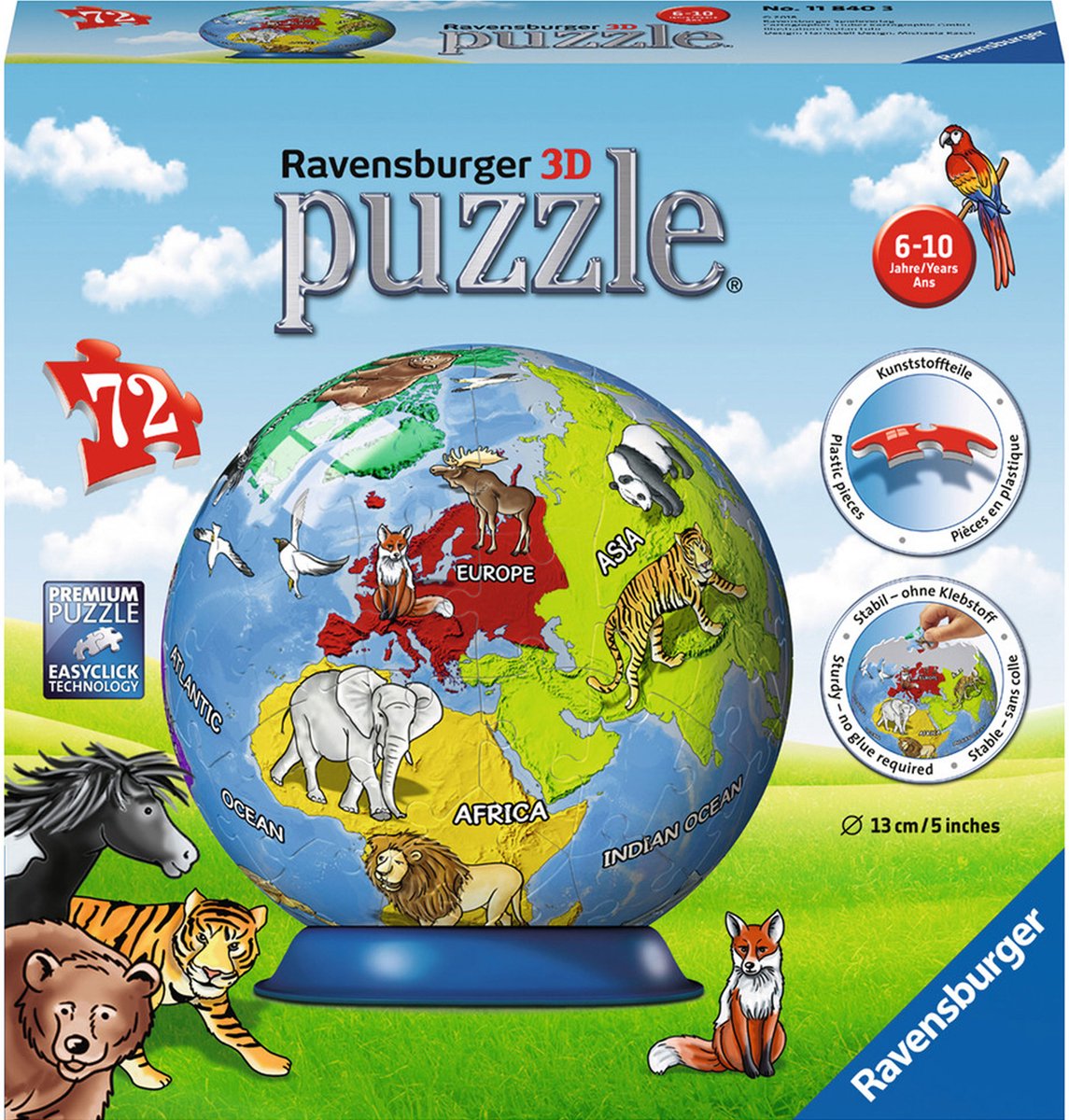 Mappamondo Ravensburger puzzle 3D 72 pezzo(i)