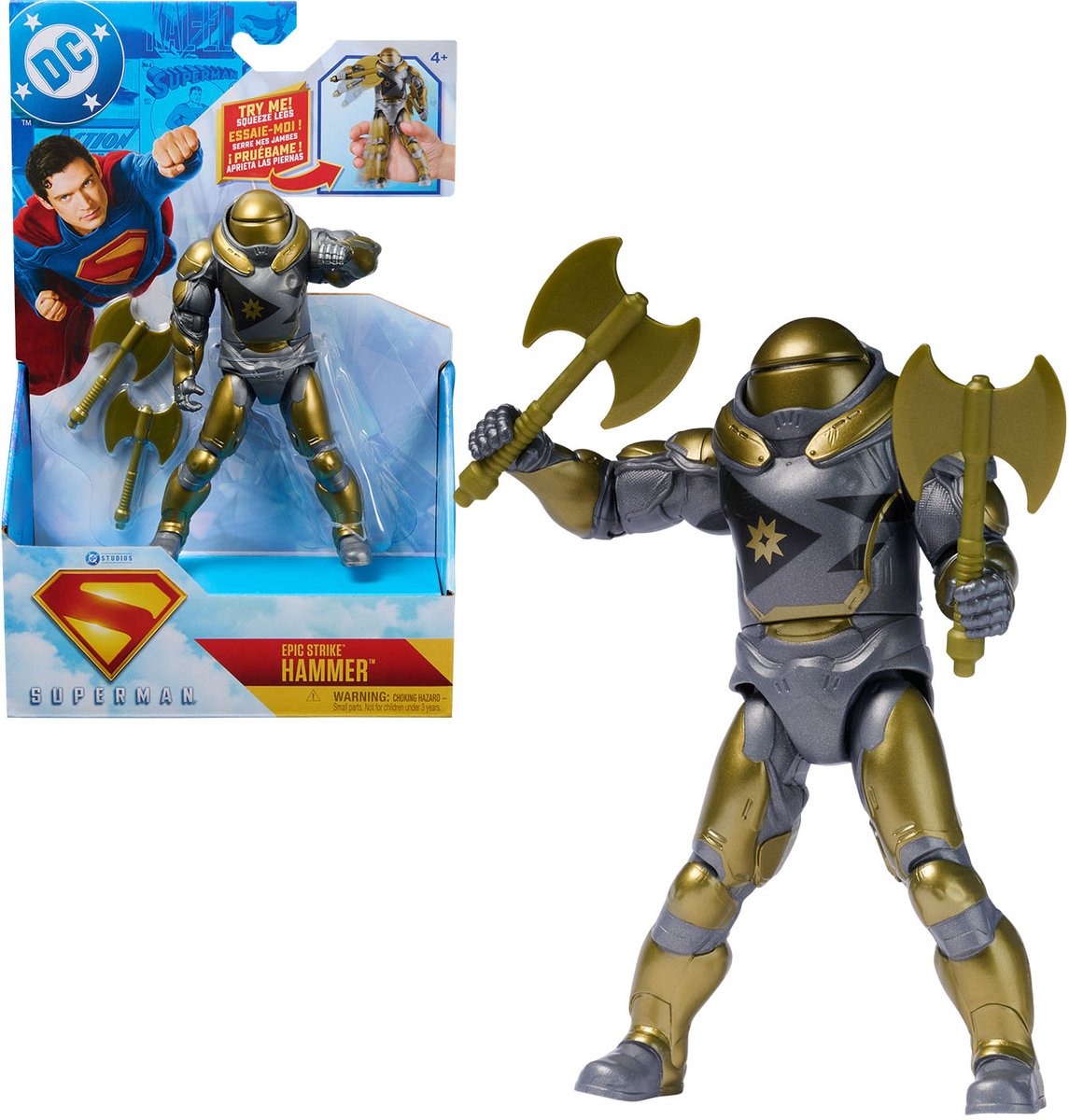 Dc comics , superman, green lantern, epic strike-actiefiguur, 15 cm hoog, authentieke filmstijl, inclusief 2 accessoires, speelgoed