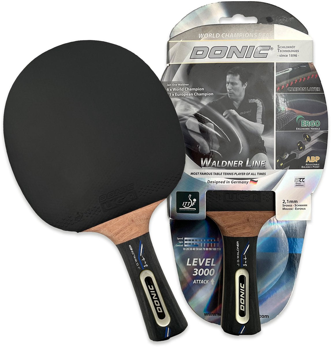 Donic Schildkröt Racchetta da ping pong Waldner 3000 Attack nera