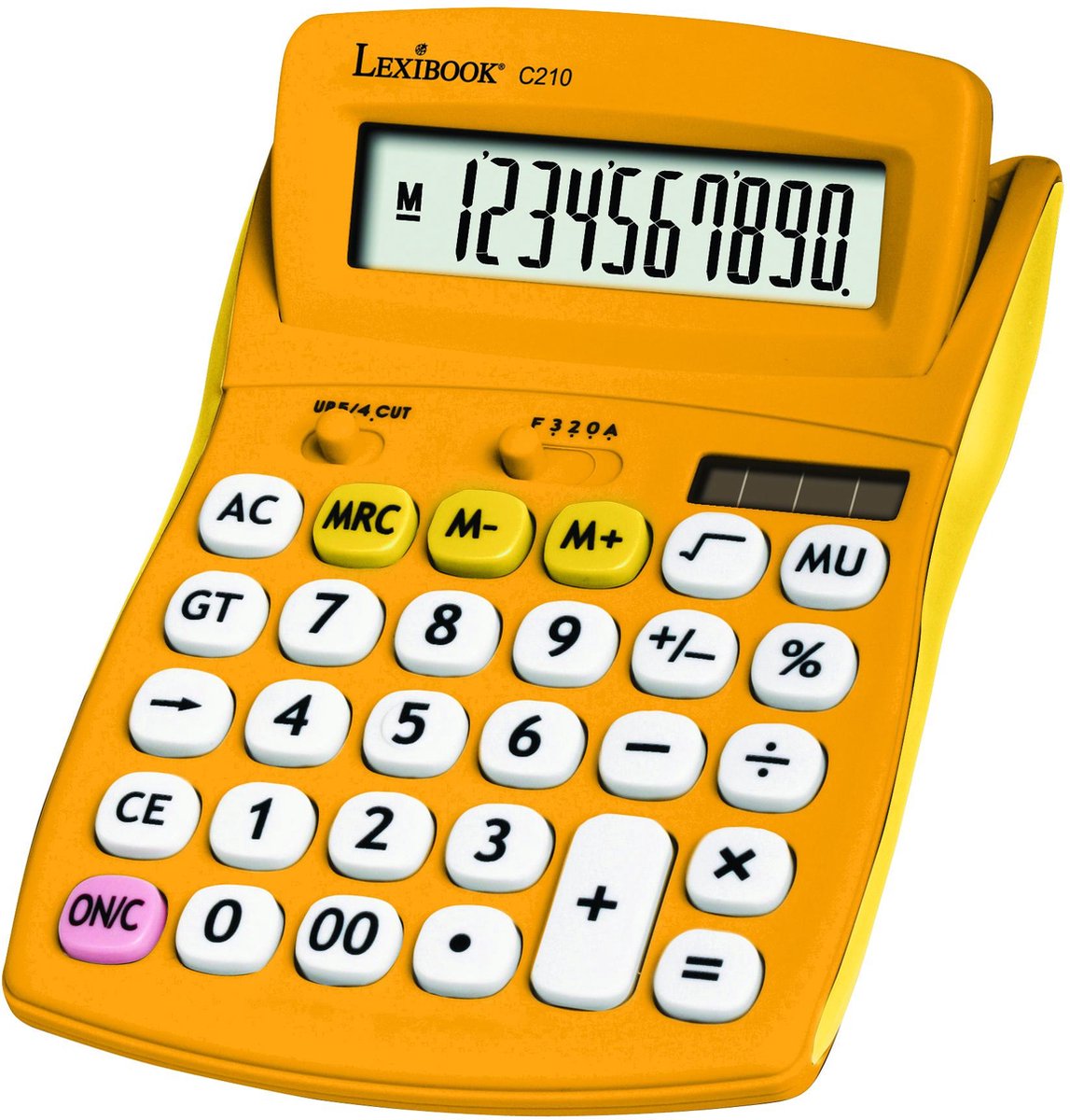Calcolatrice tascabile Lexibook a 10 cifre gialla con finitura in gomma
