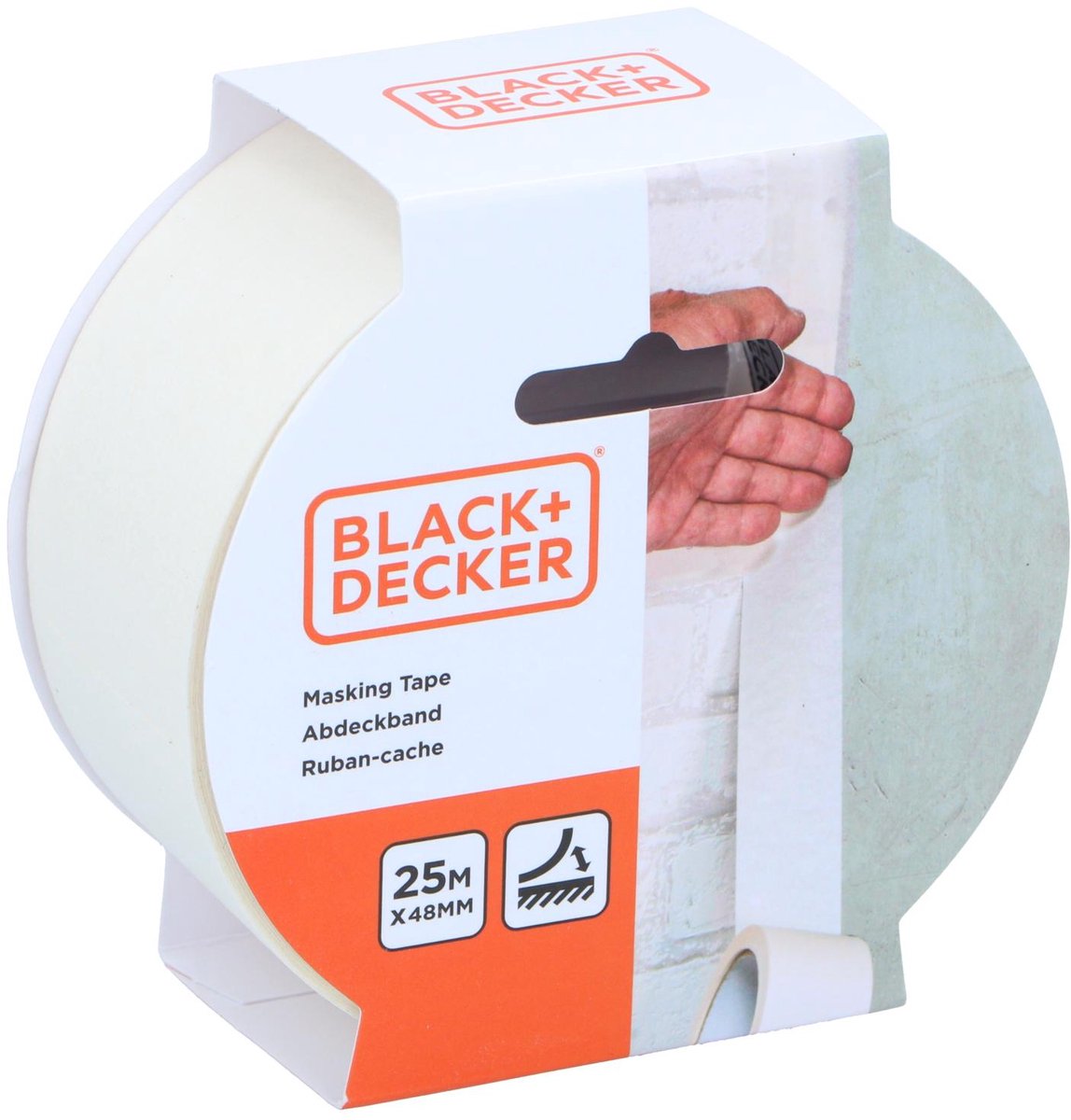 Black+decker masking tape 48 mm x 25 m - masking tape for painting and covering - masking tape for painting jobs and masking