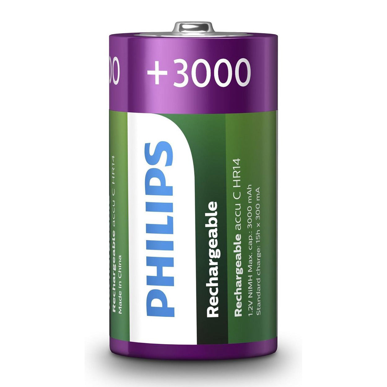 Schermata batteria Europa ricaricabile ricaricabile HR14 NIMH C-CEL 3000MAH 2 STU