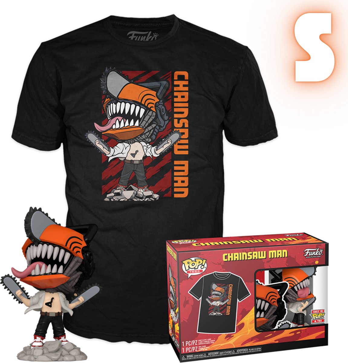 Funkopop! tee: uomo motosega - uomo motosega che salta - s - confidenziale