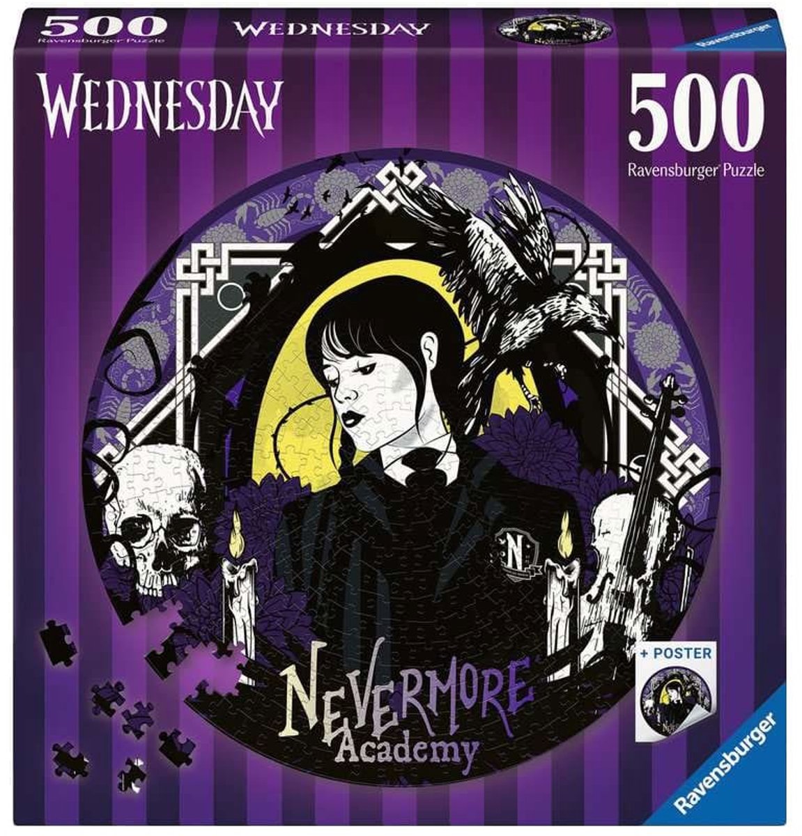 Puzzle Ravensburger Wednesday Nevermore Academy - 500 pezzi di pellicola.