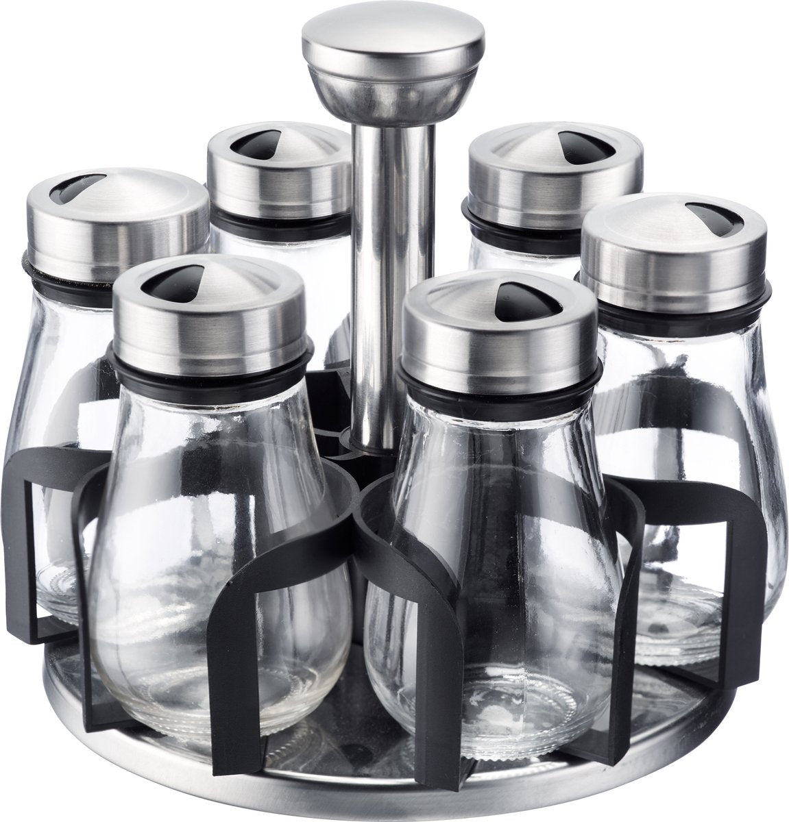 Portaspezie Westmark Lisbon - pratico set spargispezie da 7 pezzi con carosello, rotondo, girevole con manico grande, vasetti per spezie da 125 ml