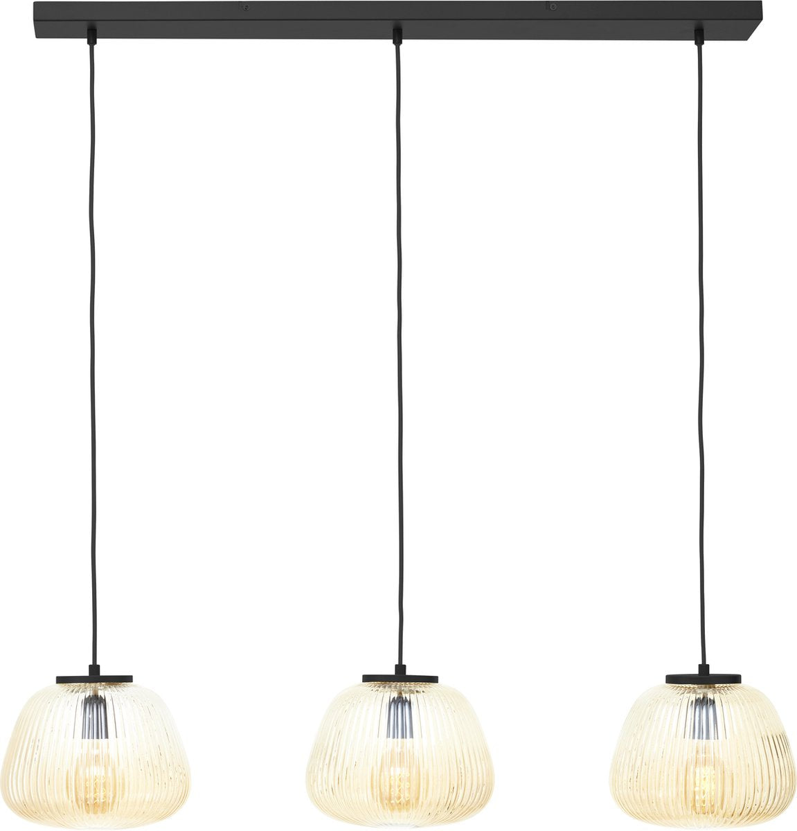 Brilliant kaizen - hanglamp - 3-lichts balk - glas - 3xe27 max 40w - amber zwart