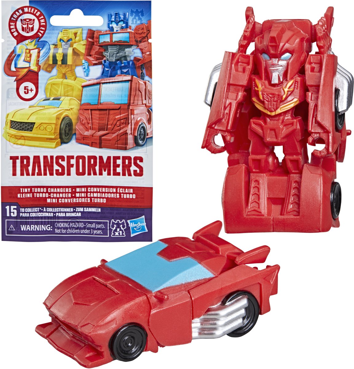 Mini action figure dei trasformatori Hasbro, piccoli giocattoli con commutatori turbo.
