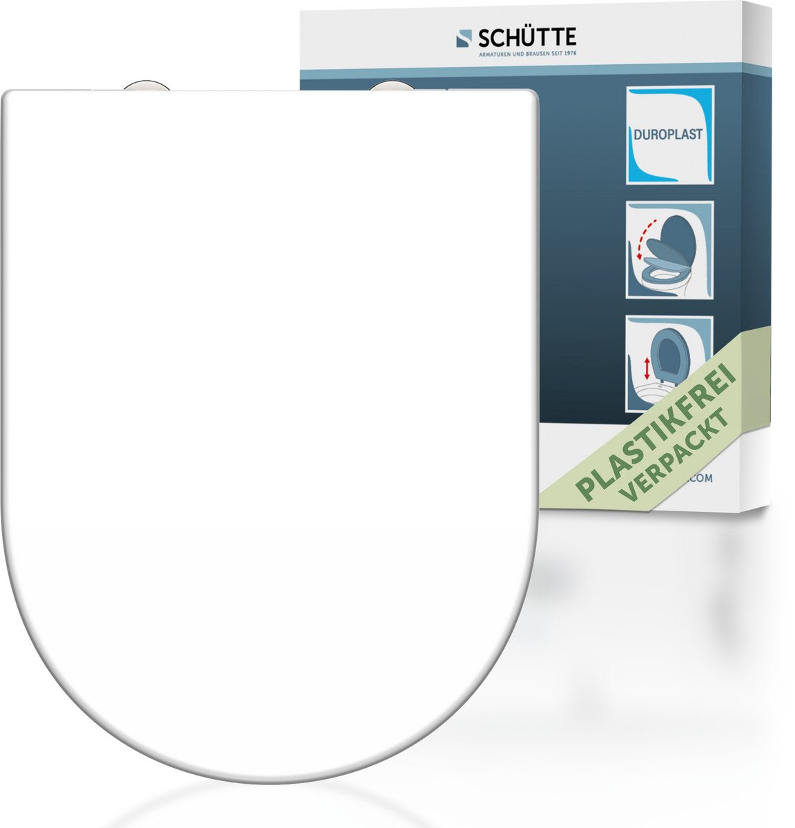 Asiento de inodoro Schütte Schütte Duroplast blanco en forma de D