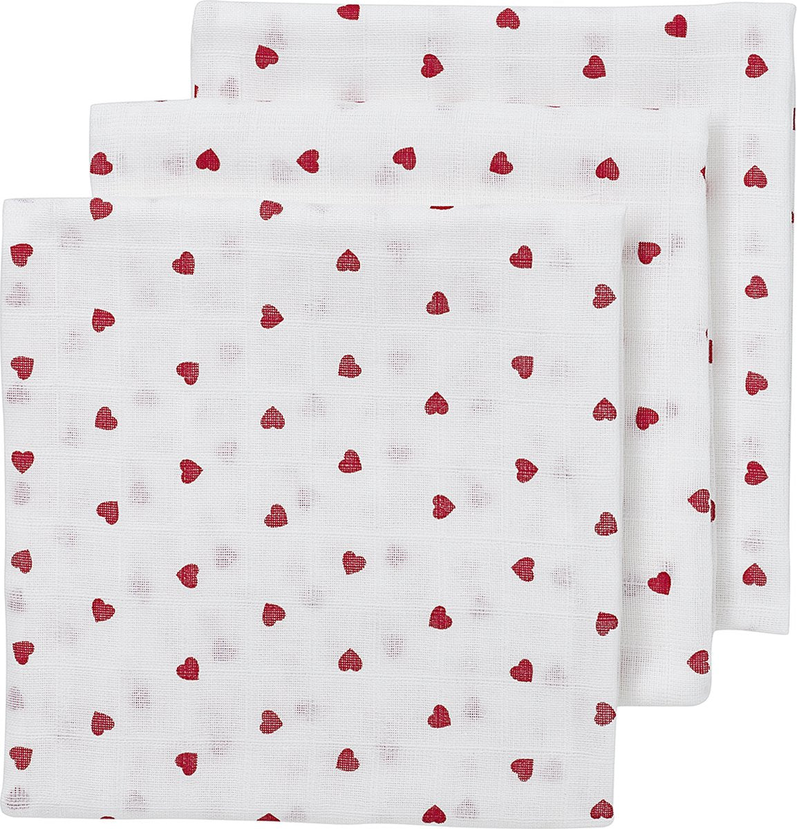 Meyco baby sweet heart hydrofiele doeken - 3-pack - red - 70x70cm