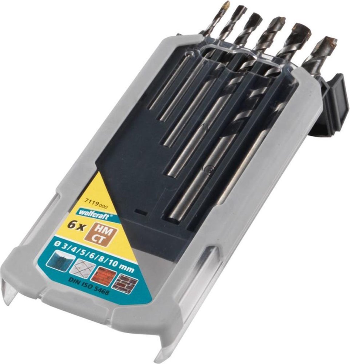 Wolfcraft - set di punte per calcestruzzo - 6 pezzi - metallo duro - ø 3–10 mm - punta per calcestruzzo - 7119000
