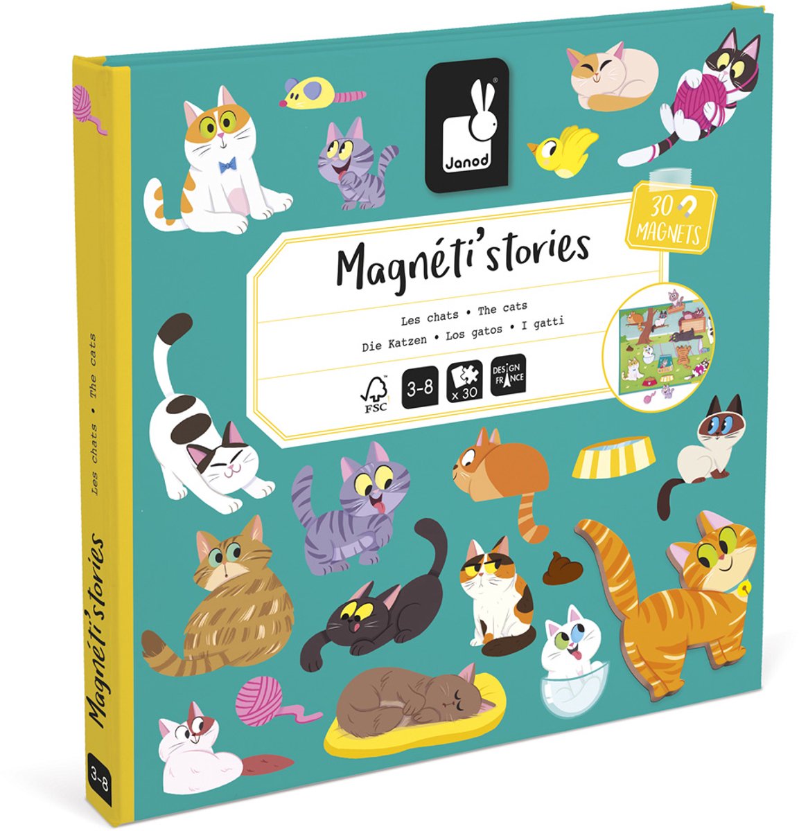 Janod - magneti stories - gatti - set magneti educativi